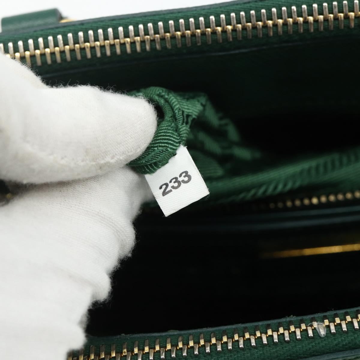 PRADA Hand Bag Safiano leather 2way Green Gold Auth 179225A