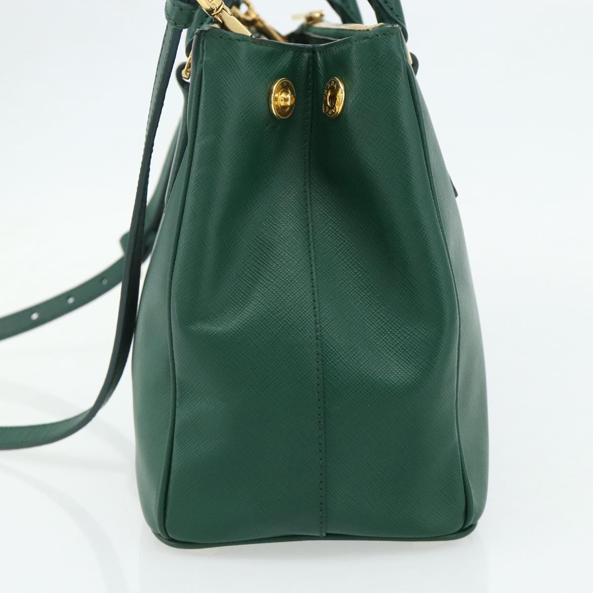 PRADA Hand Bag Safiano leather 2way Green Gold Auth 179225A
