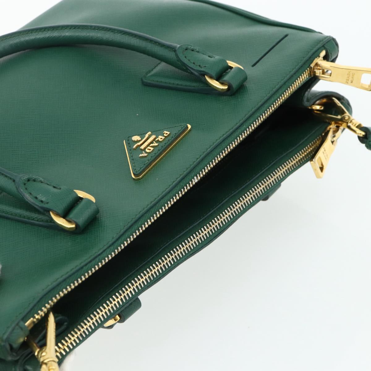 PRADA Hand Bag Safiano leather 2way Green Gold Auth 179225A