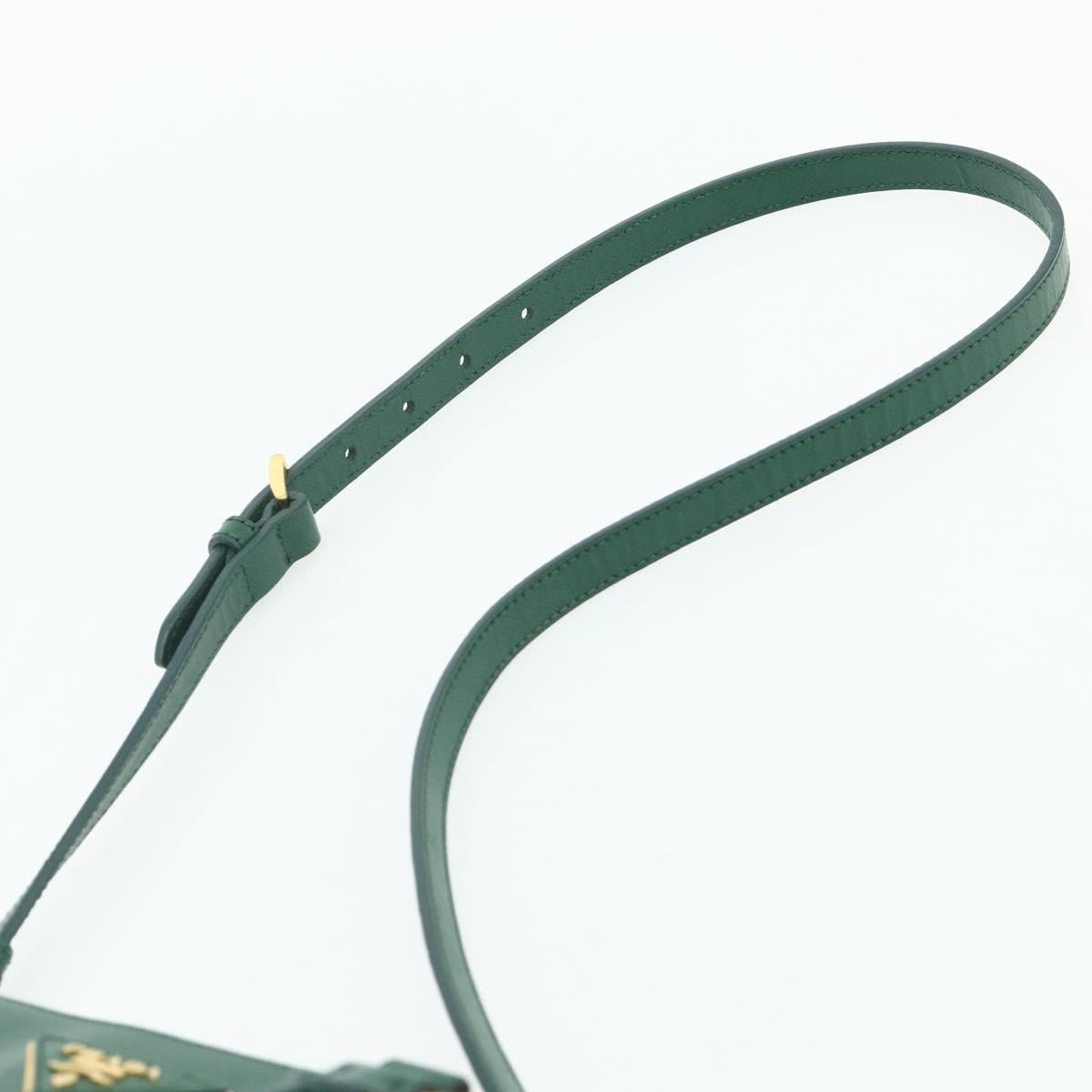 PRADA Hand Bag Safiano leather 2way Green Gold Auth 179225A