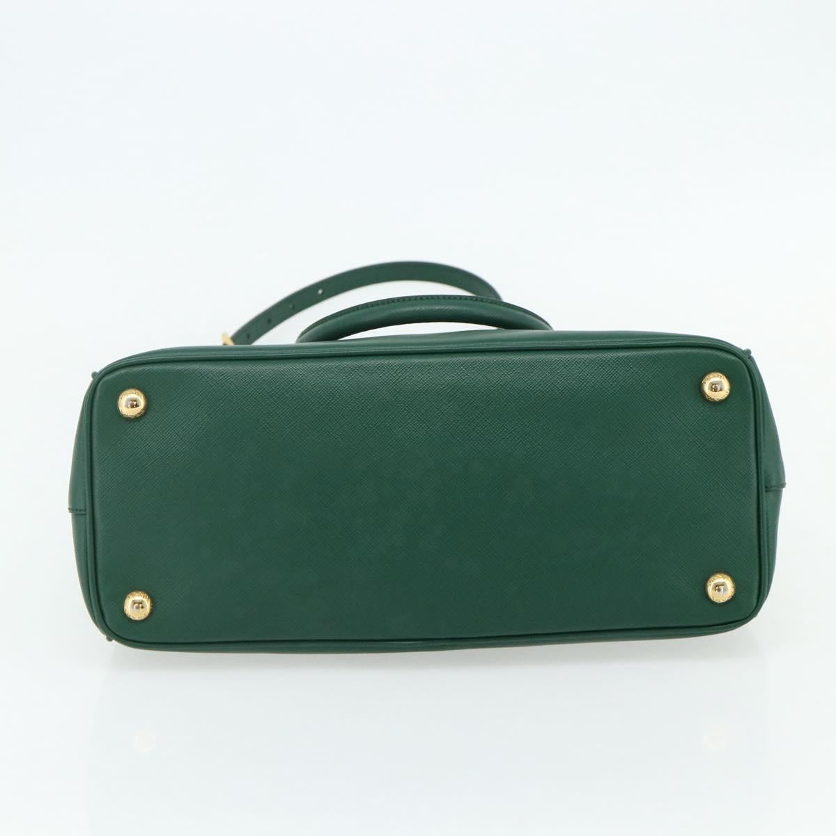 PRADA Hand Bag Safiano leather 2way Green Gold Auth 179225A