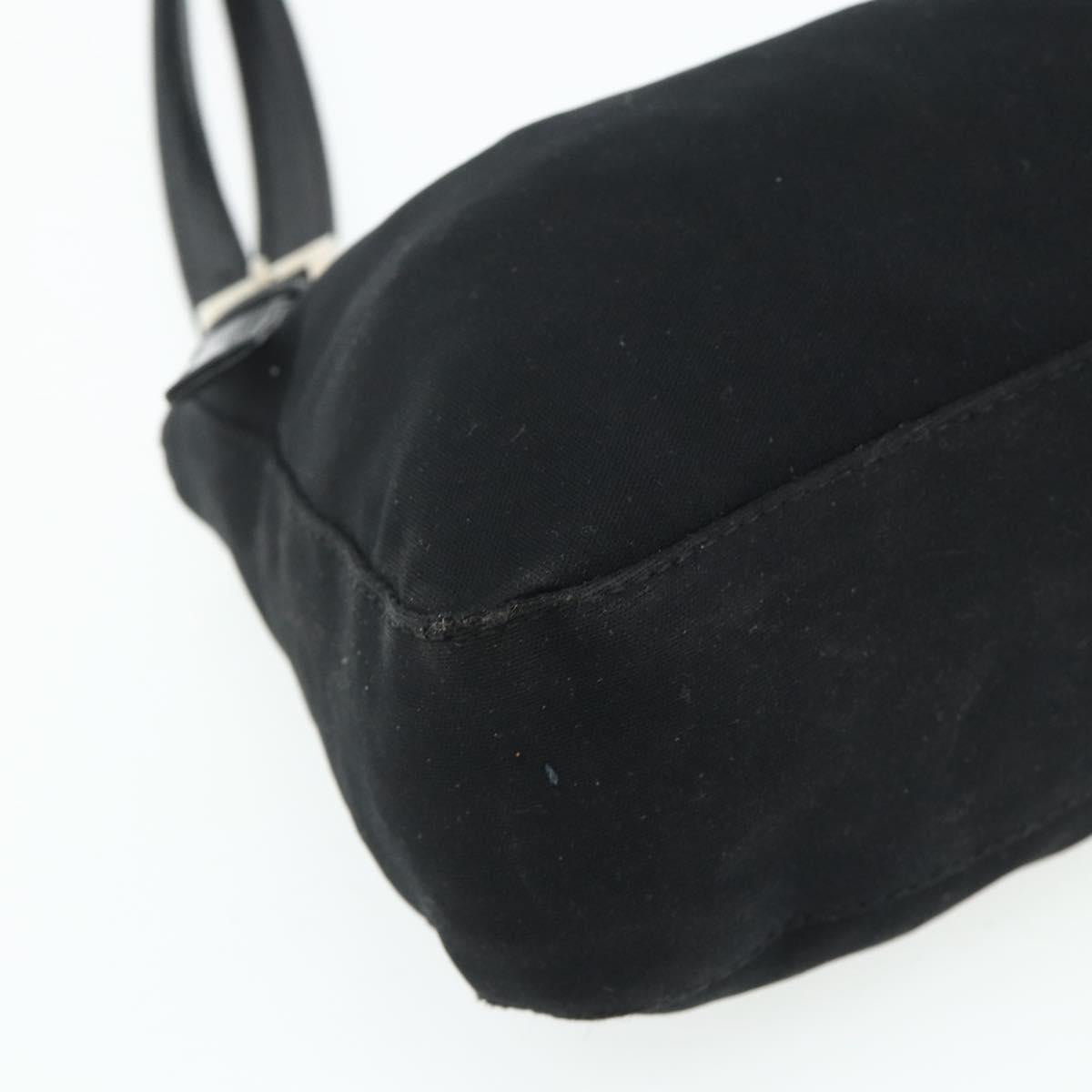 FENDI Mamma Baguette Shoulder Bag Nylon Black Silver Auth 179226