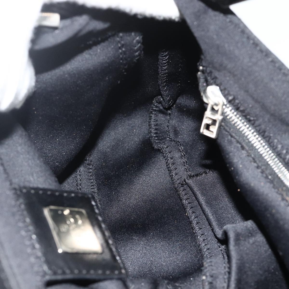 FENDI Mamma Baguette Shoulder Bag Nylon Black Silver Auth 179226