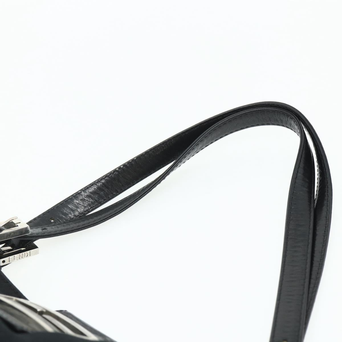 FENDI Mamma Baguette Shoulder Bag Nylon Black Silver Auth 179226