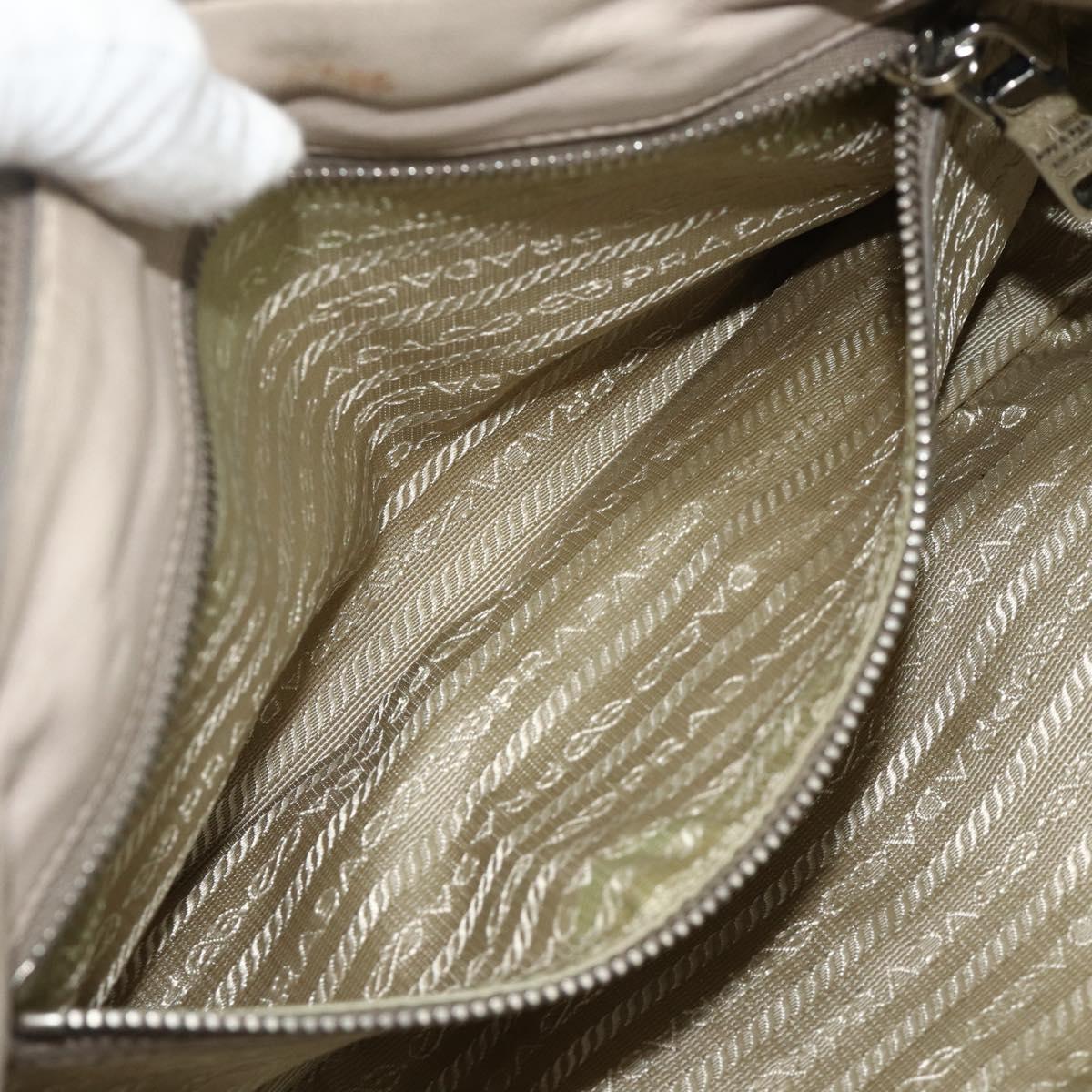 PRADA Gathered Hand Bag Leather 2way Gray Silver Auth 179227A