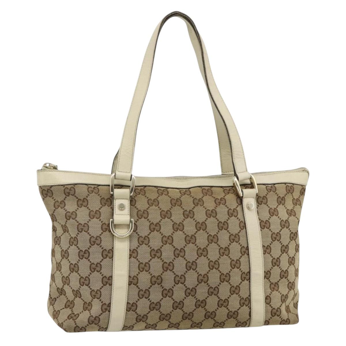 GUCCI GG Canvas Abbey Tote Bag Beige Gold 141470 Auth 179231