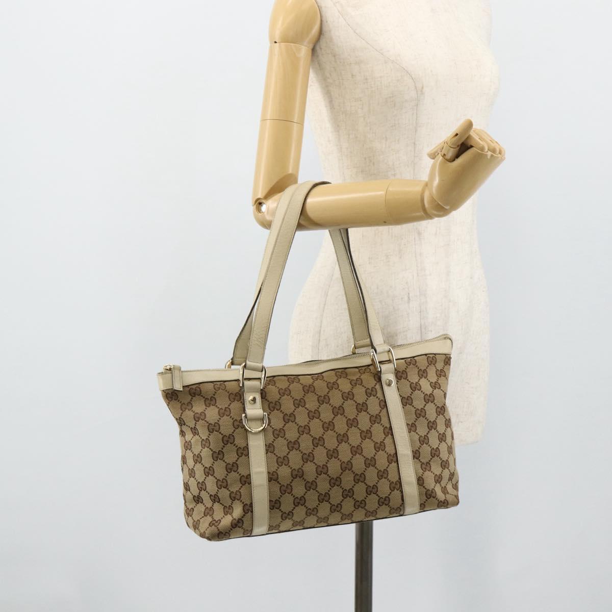 GUCCI GG Canvas Abbey Tote Bag Beige Gold 141470 Auth 179231