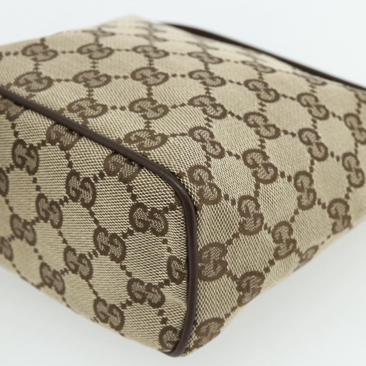GUCCI GG Canvas Hand Pouch Beige Silver 039 1147 Auth 179232A