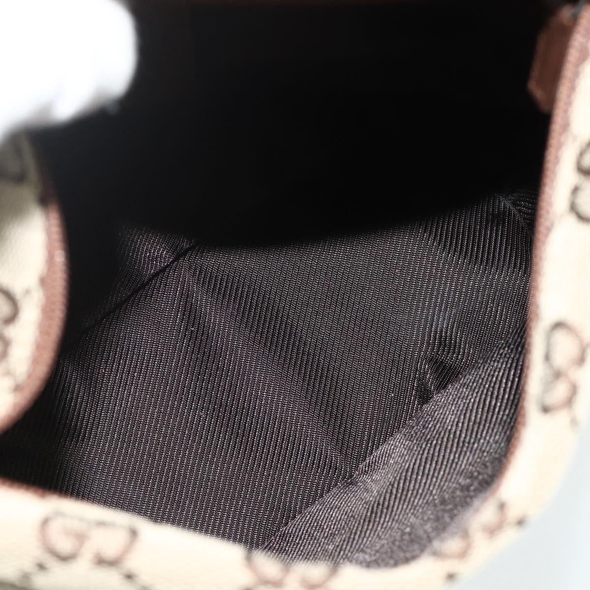 GUCCI GG Canvas Hand Pouch Beige Silver 039 1147 Auth 179232A