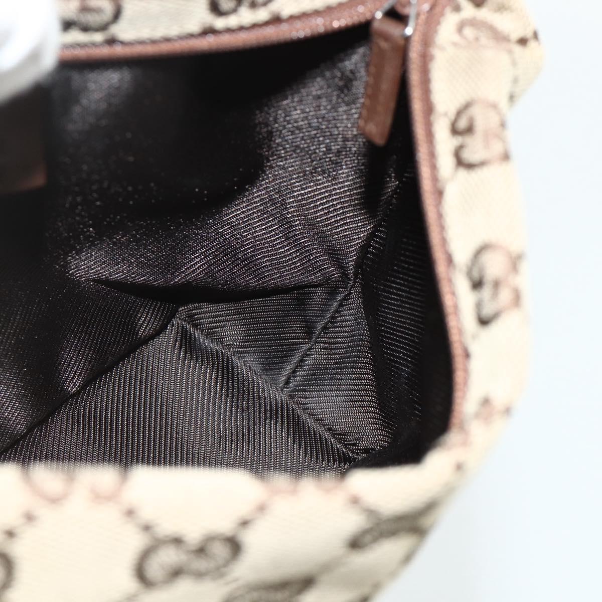 GUCCI GG Canvas Hand Pouch Beige Silver 039 1147 Auth 179232A