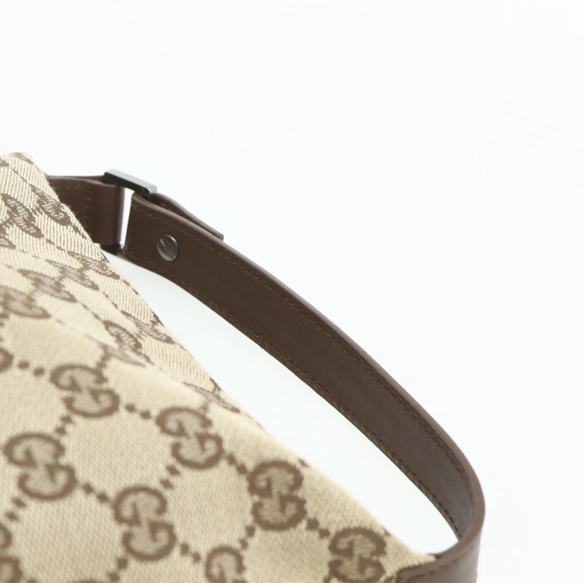 GUCCI GG Canvas Hand Pouch Beige Silver 039 1147 Auth 179232A
