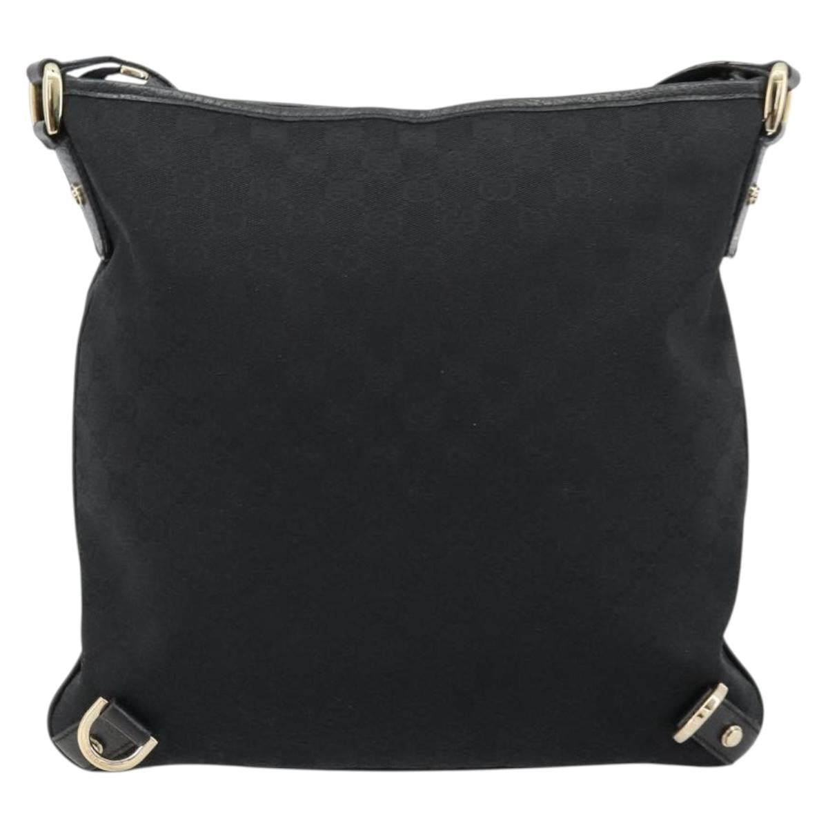 GUCCI Abbey GG Canvas Shoulder Bag Black Gold 131326 Auth 179234A