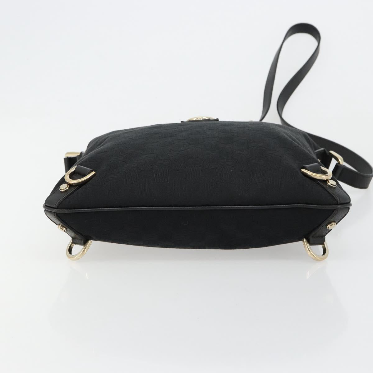 GUCCI Abbey GG Canvas Shoulder Bag Black Gold 131326 Auth 179234A