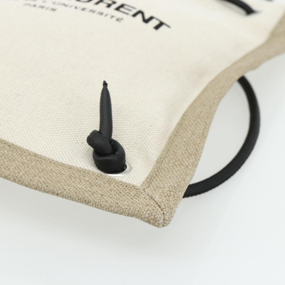 SAINT LAURENT Backpack Shoulder Bag Canvas Silver Beige Auth 179237A