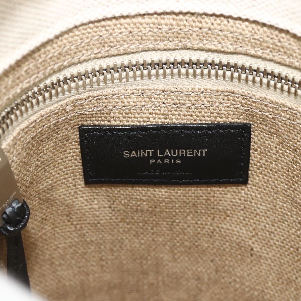 SAINT LAURENT Backpack Shoulder Bag Canvas Silver Beige Auth 179237A
