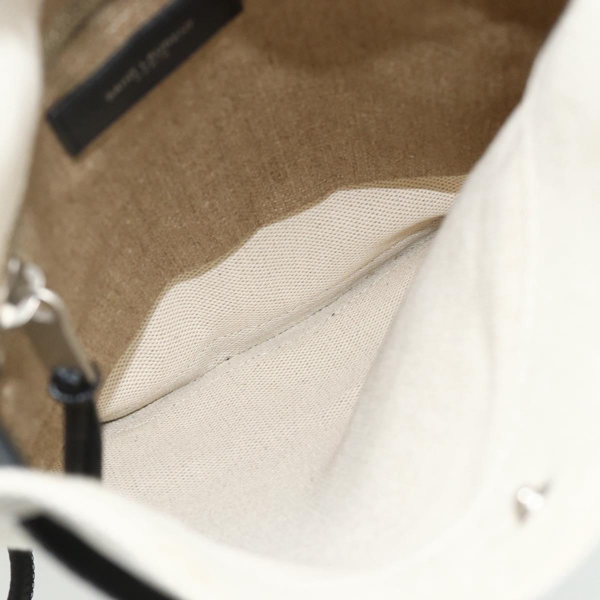 SAINT LAURENT Backpack Shoulder Bag Canvas Silver Beige Auth 179237A