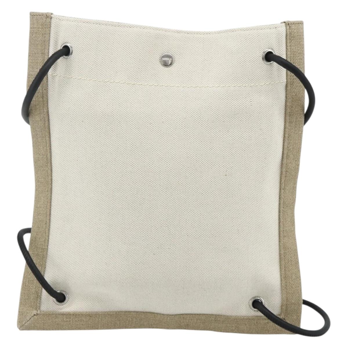 SAINT LAURENT Backpack Shoulder Bag Canvas Silver Beige Auth 179237A
