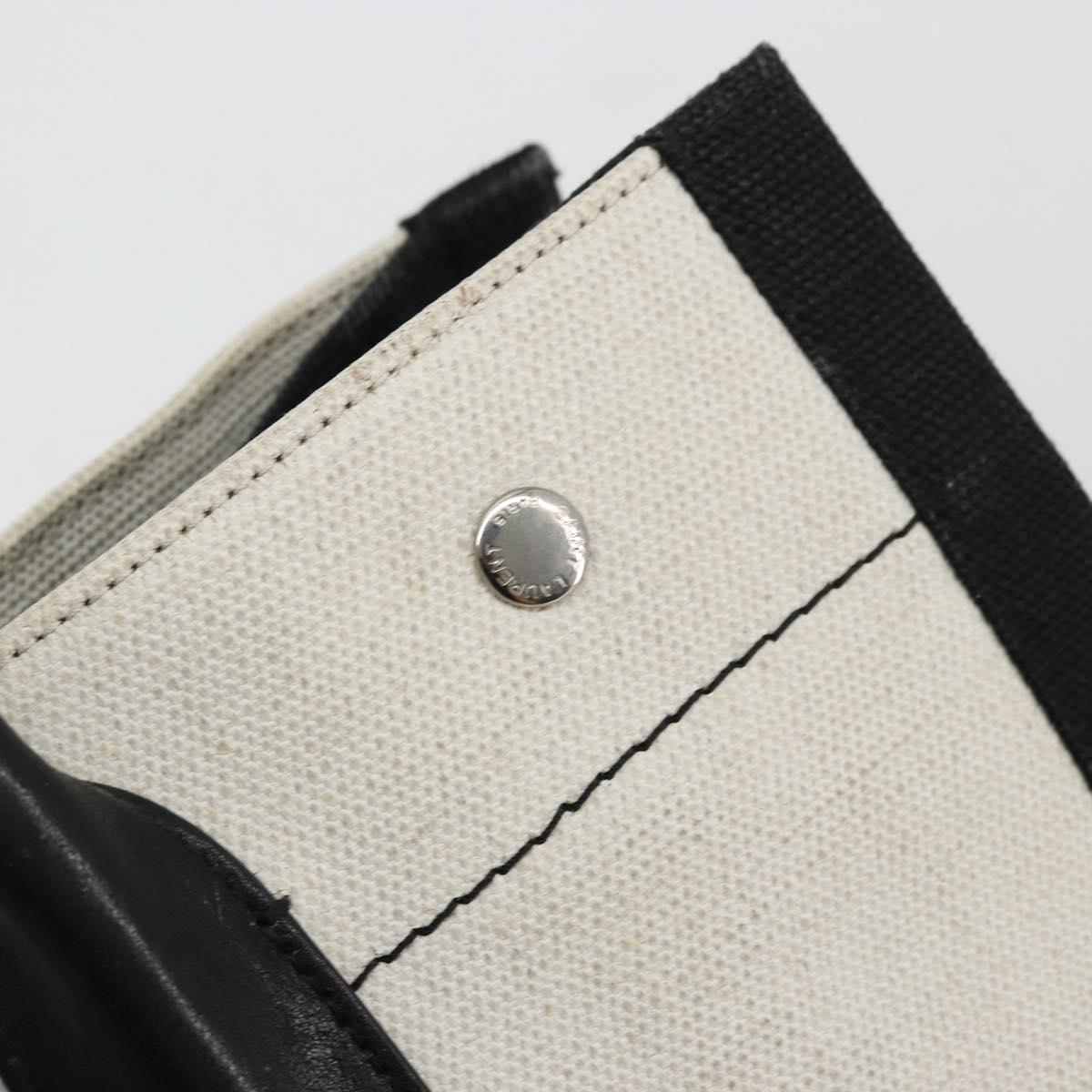 SAINT LAURENT Hand Bag Canvas Beige Silver Auth 179238A