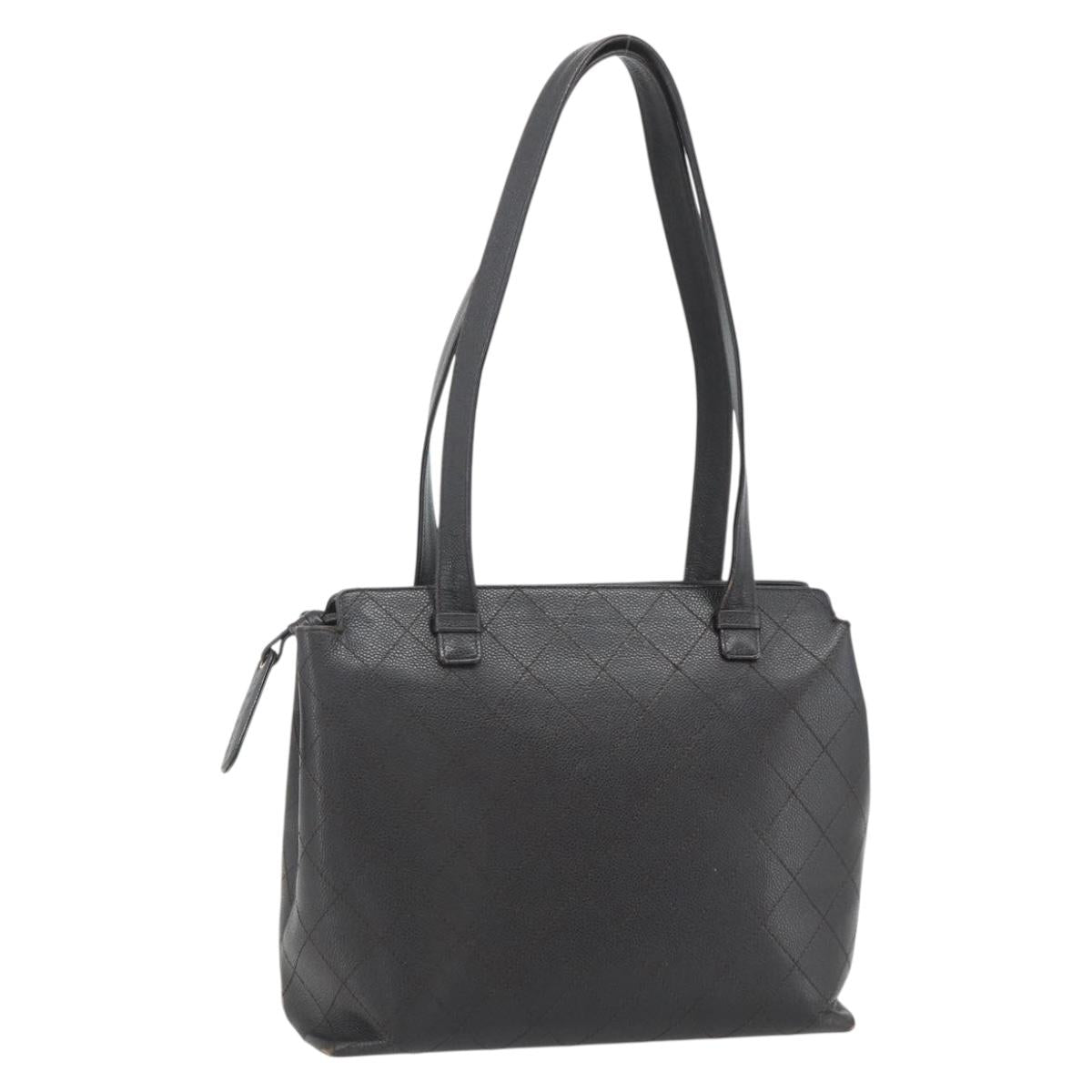 CHANEL Matelasse Tote Bag Caviar Skin Dark Brown Gold CC Auth 179241A