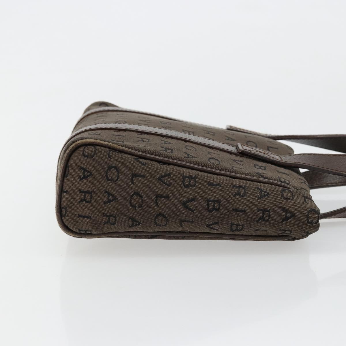 BVLGARI Logo Mania Hand Bag Canvas Brown Auth 179248A