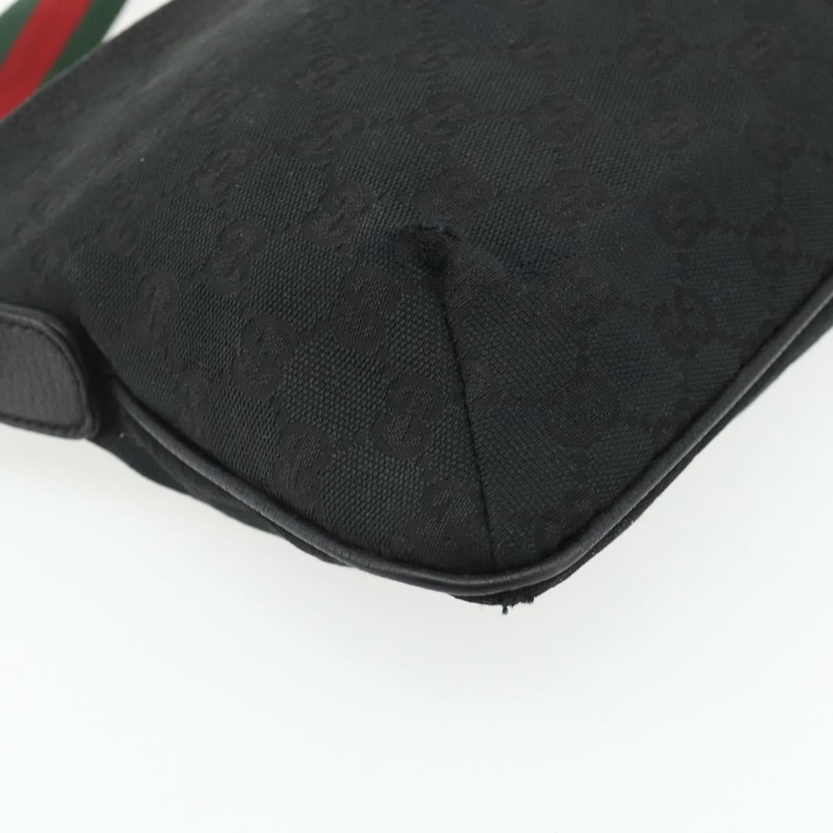 GUCCI Web Sherry Line GG Canvas Shoulder Bag Black Red Green 189749 Auth 179252