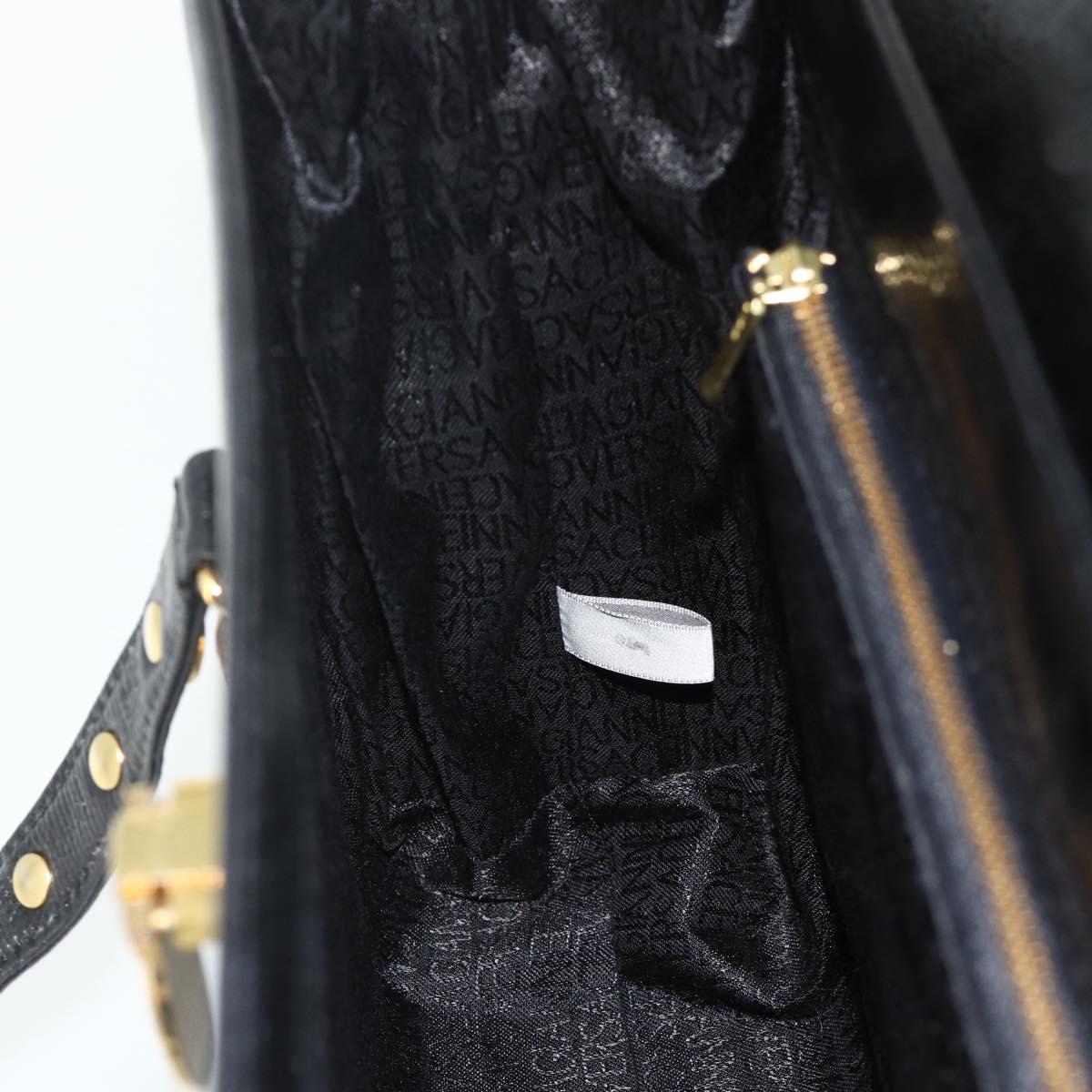 Gianni Versace Tote Bag Leather Black Gold Auth 179254A