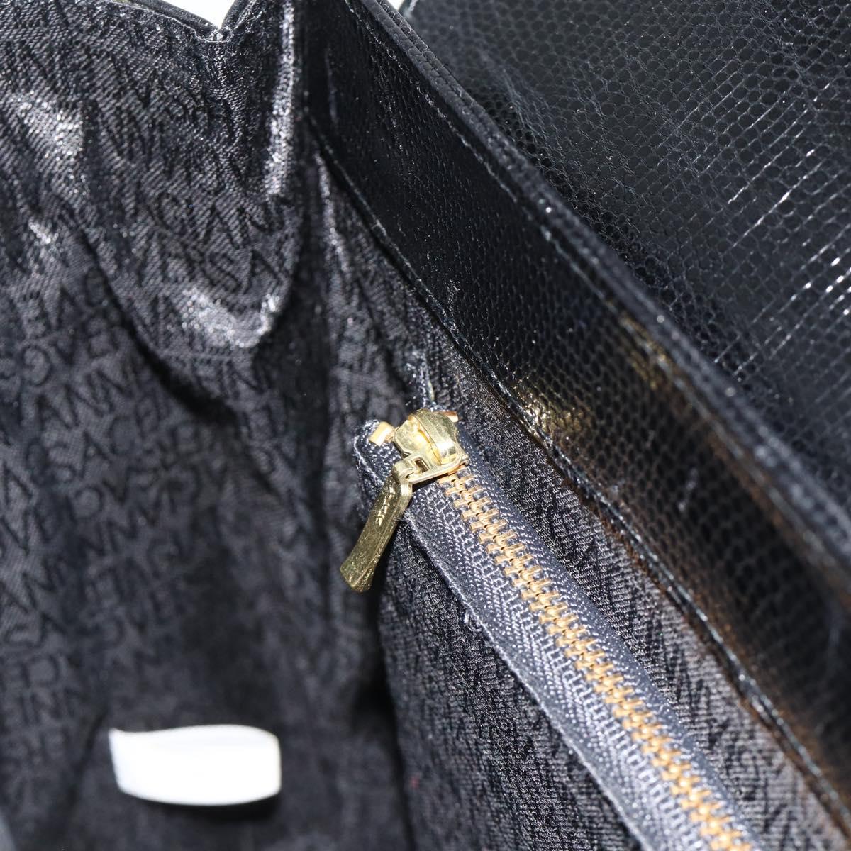 Gianni Versace Tote Bag Leather Black Gold Auth 179254A