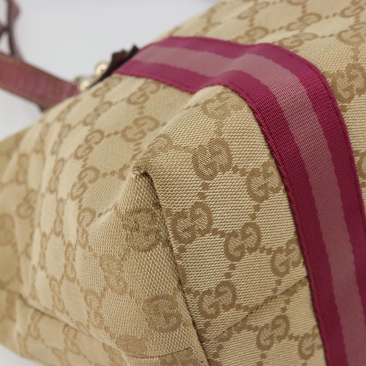 GUCCI GG Canvas Sherry Line Tote Bag Beige Gold pink 137395 Auth 179258