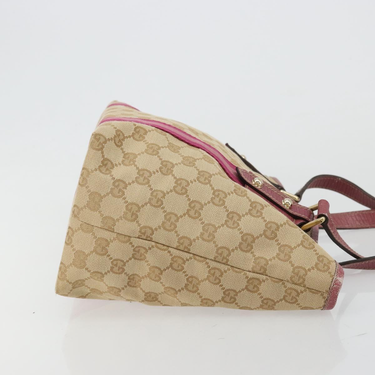 GUCCI GG Canvas Sherry Line Tote Bag Beige Gold pink 137395 Auth 179258