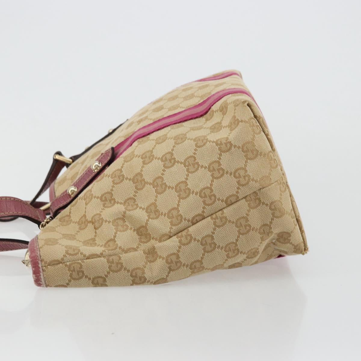 GUCCI GG Canvas Sherry Line Tote Bag Beige Gold pink 137395 Auth 179258