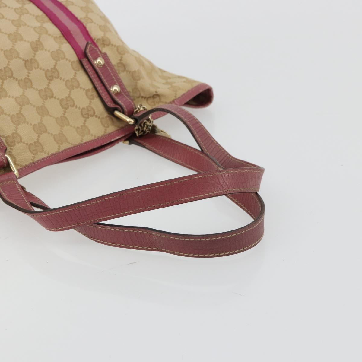 GUCCI GG Canvas Sherry Line Tote Bag Beige Gold pink 137395 Auth 179258