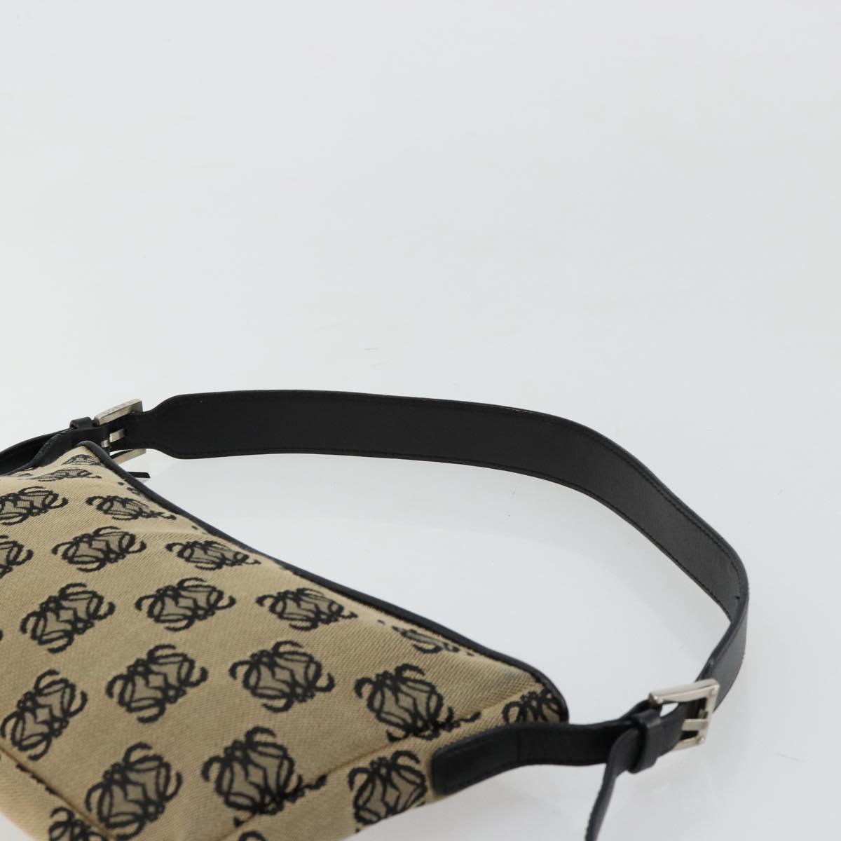 LOEWE Anagram Shoulder Bag Canvas Silver Beige Auth 179259A