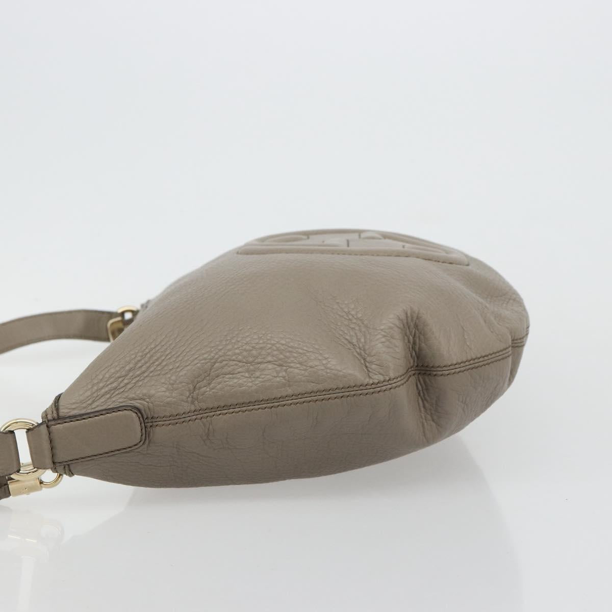 GUCCI Soho Shoulder Bag Leather Gray Gold 295175 Auth 179265A