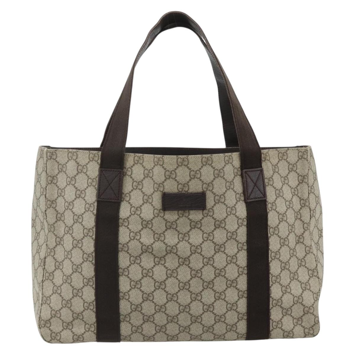 GUCCI GG Supreme Tote Bag PVC Beige 141624 Auth 179266A