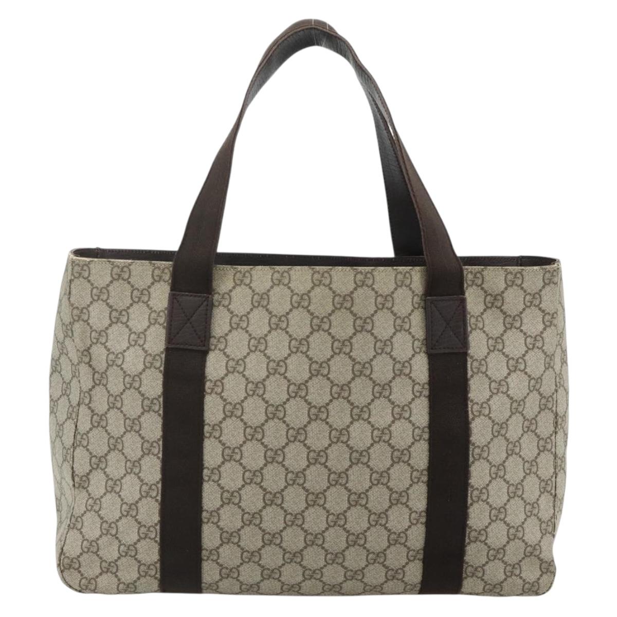 GUCCI GG Supreme Tote Bag PVC Beige 141624 Auth 179266A