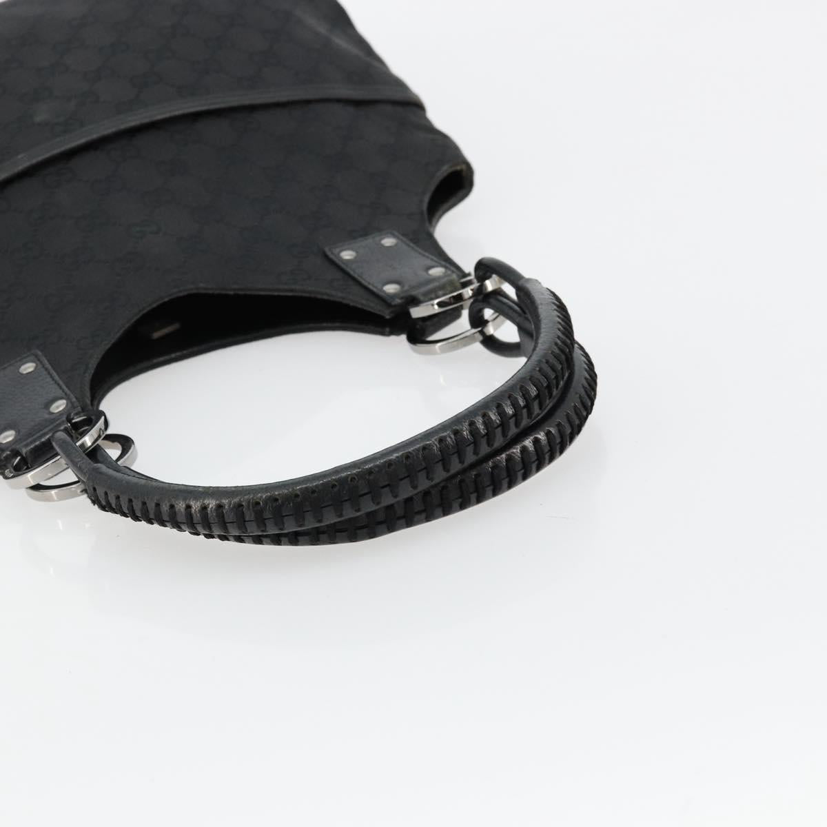 GUCCI GG Canvas Hand Bag Black Silver 132260 Auth 179267A
