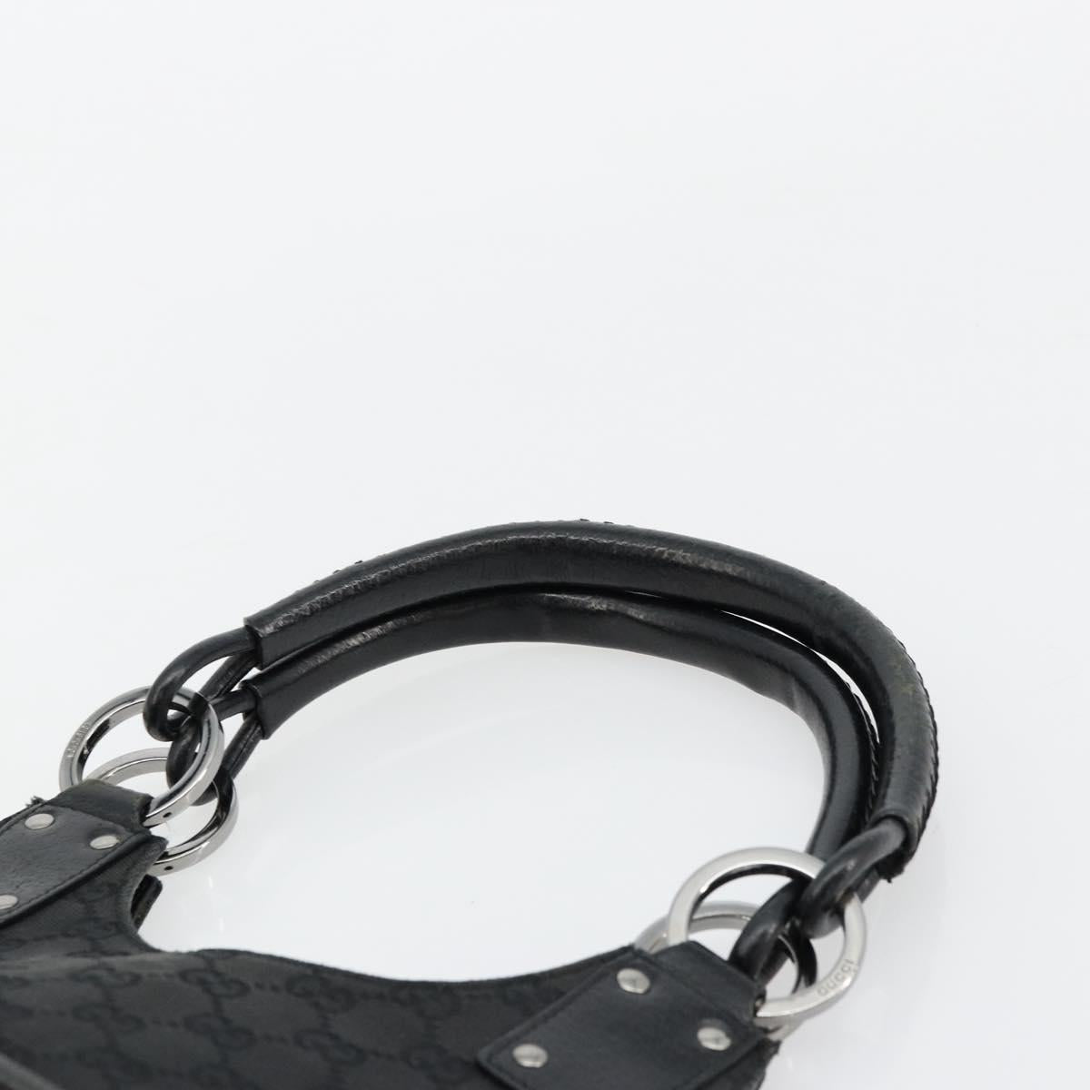 GUCCI GG Canvas Hand Bag Black Silver 132260 Auth 179267A