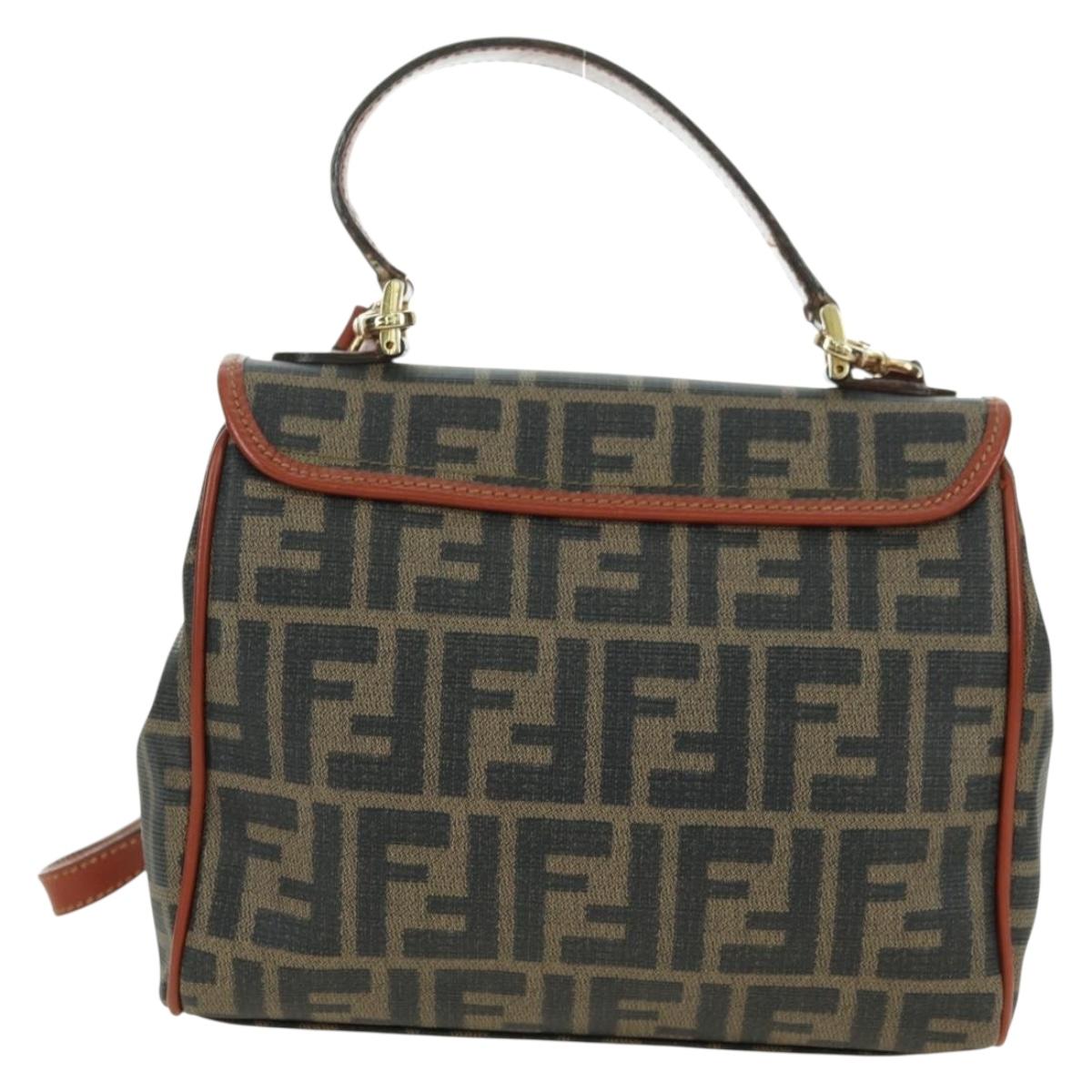 FENDI Zucca Canvas Shoulder Bag Black Brown Auth 179273V