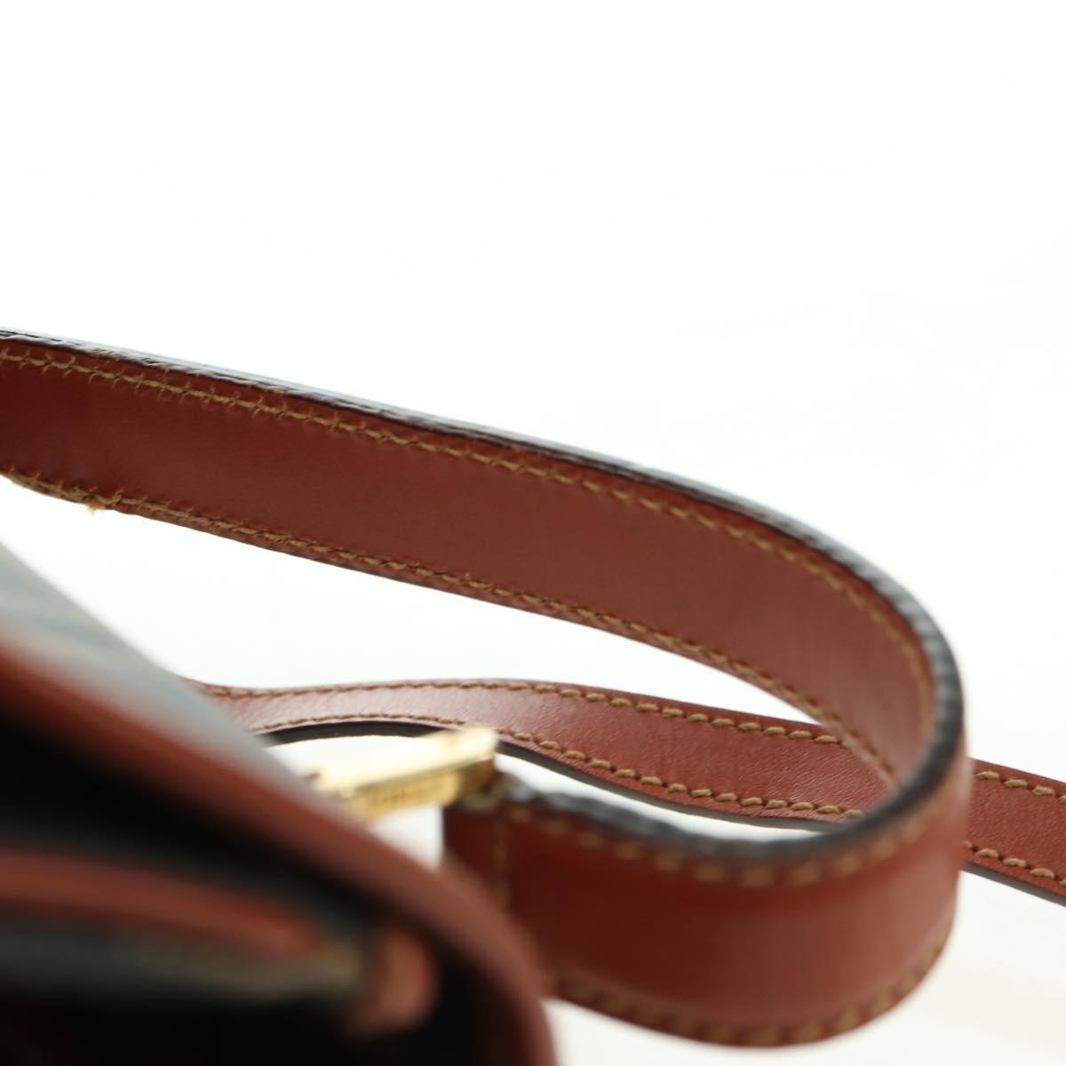 FENDI Zucca Canvas Shoulder Bag Black Brown Auth 179273V