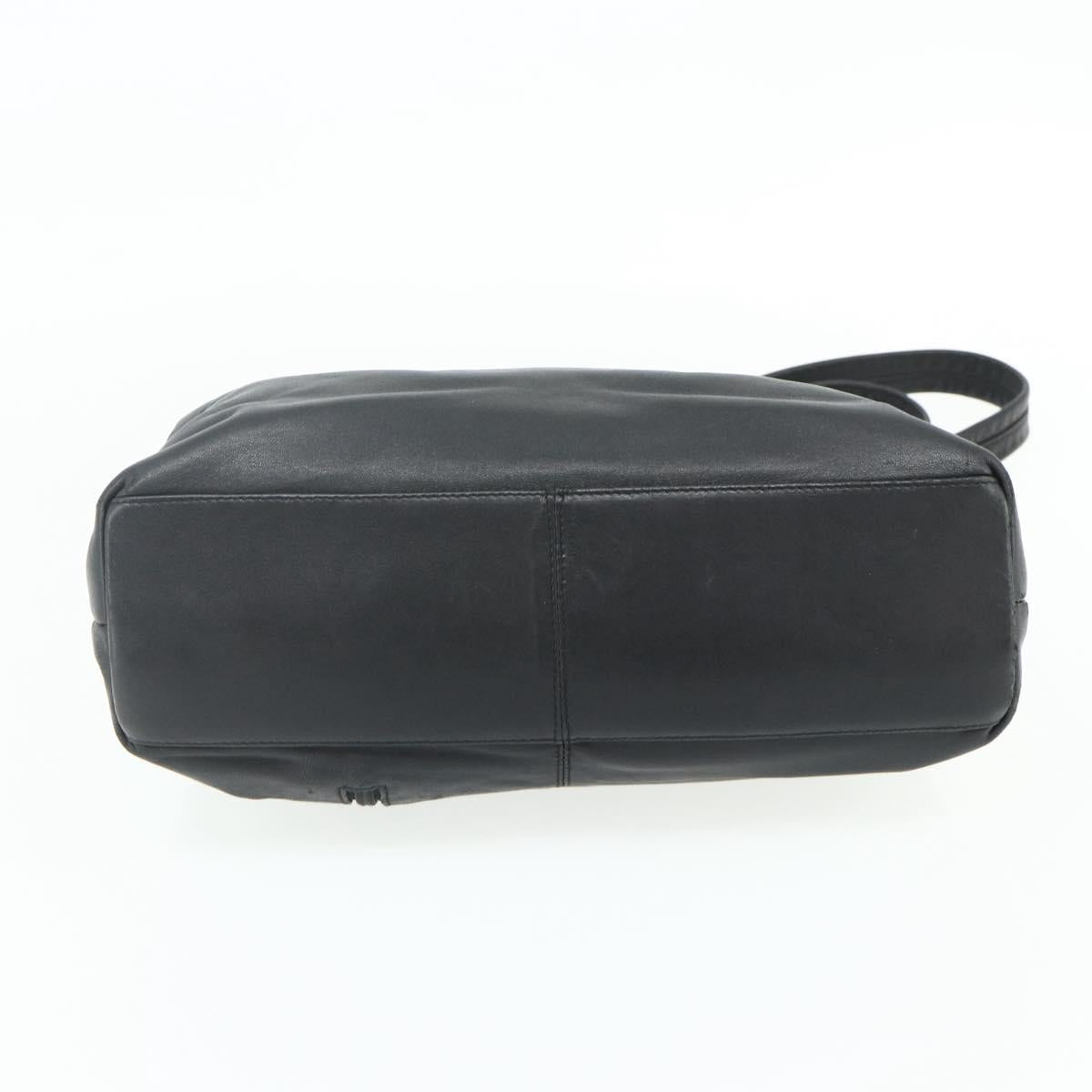 VERSACE Shoulder Bag Leather Black Gold Auth 179275A