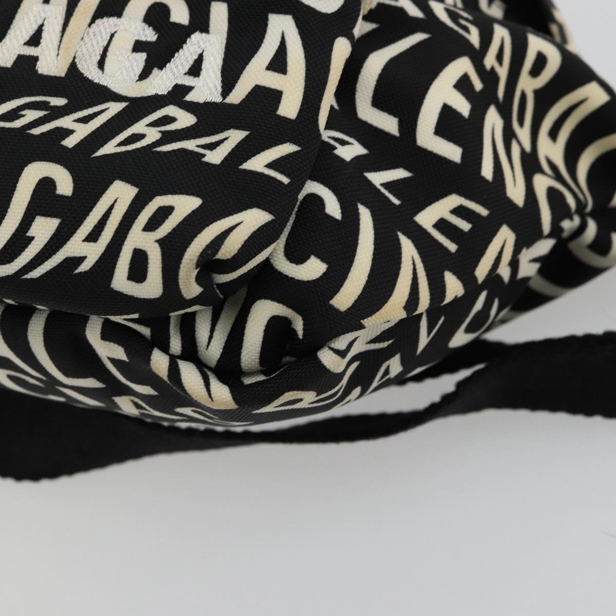 BALENCIAGA Body Bag Canvas Black Silver Auth 179277A
