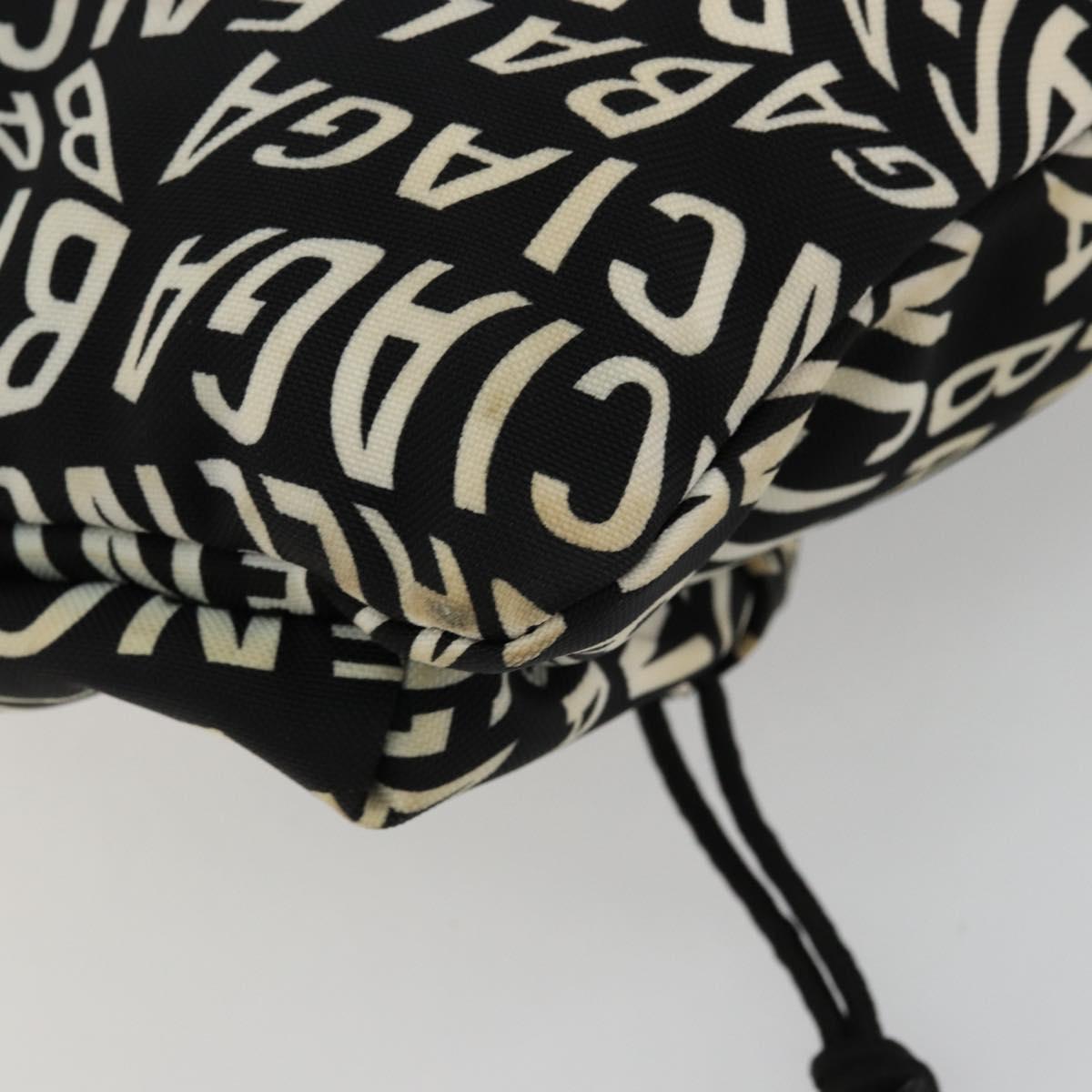 BALENCIAGA Body Bag Canvas Black Silver Auth 179277A