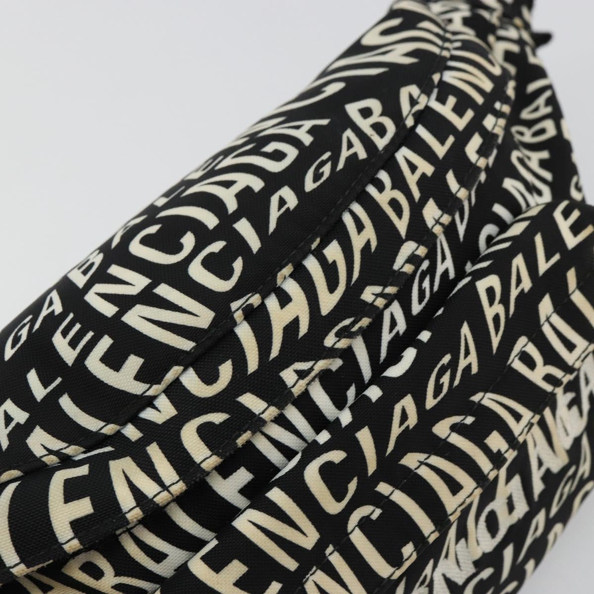 BALENCIAGA Body Bag Canvas Black Silver Auth 179277A