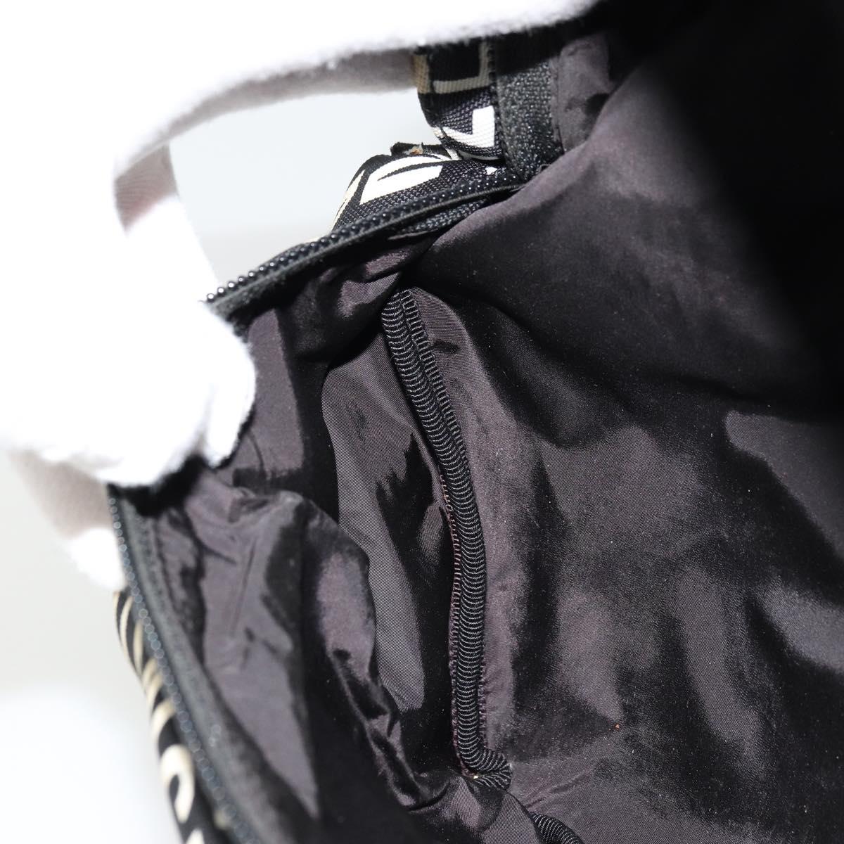 BALENCIAGA Body Bag Canvas Black Silver Auth 179277A