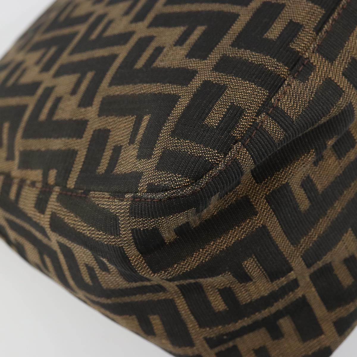 FENDI Zucca Canvas Mamma Baguette Shoulder Bag Black Brown Auth 179280A