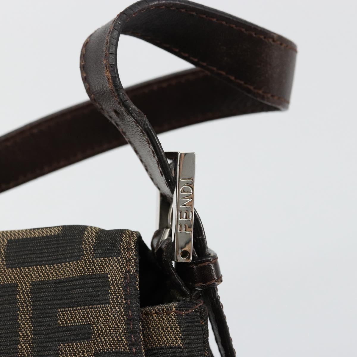 FENDI Zucca Canvas Mamma Baguette Shoulder Bag Black Brown Auth 179280A