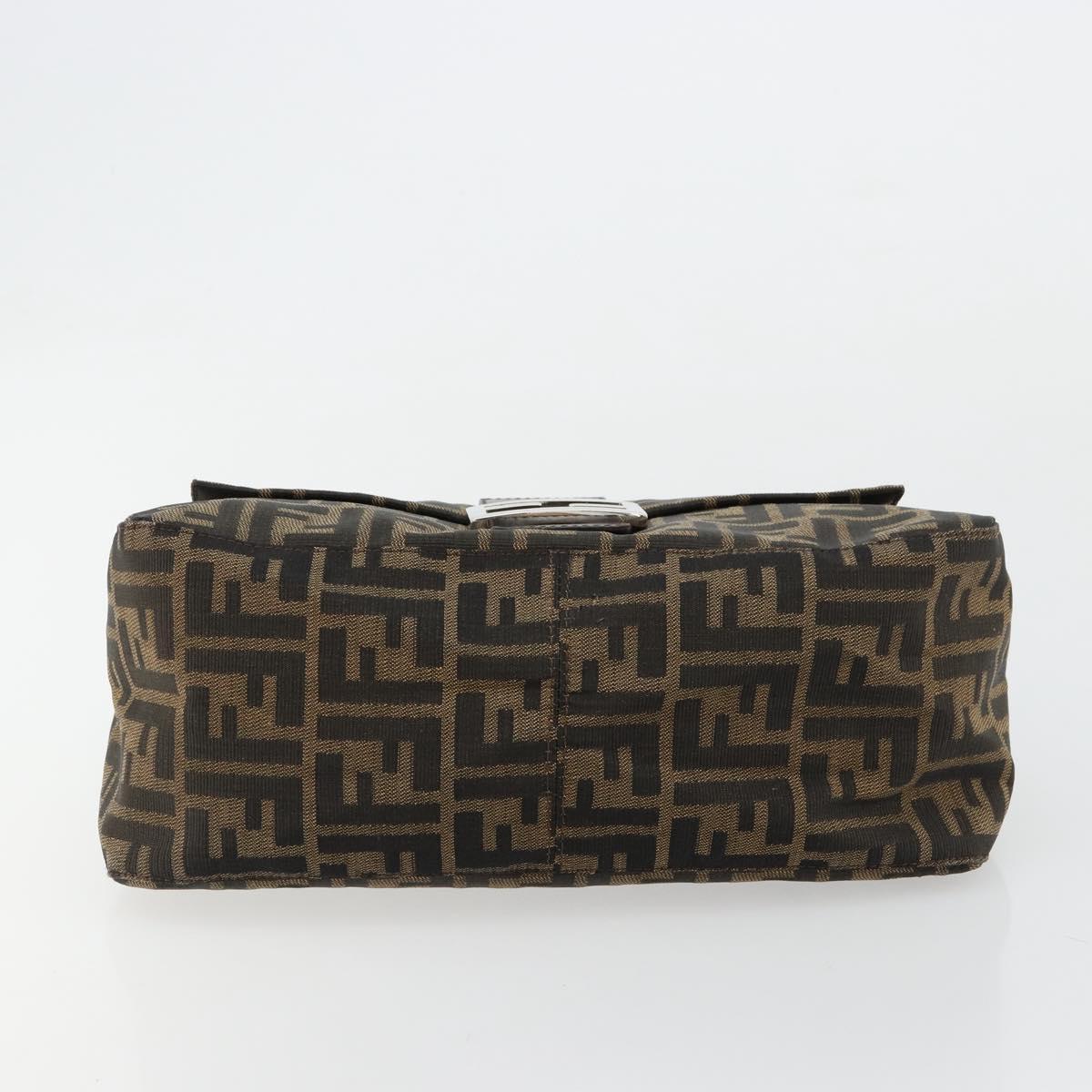 FENDI Zucca Canvas Mamma Baguette Shoulder Bag Black Brown Auth 179280A