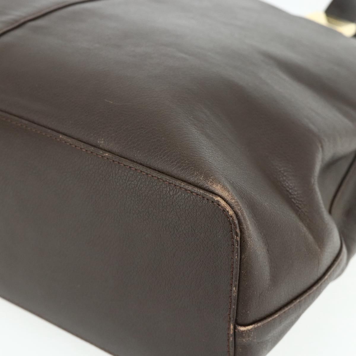 BURBERRY Hand Bag Leather Brown Gold Auth 179281A