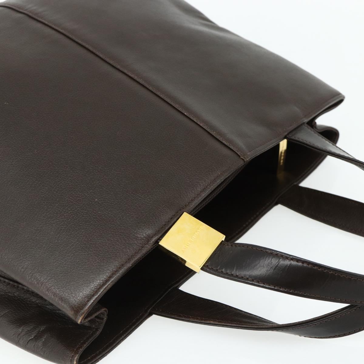 BURBERRY Hand Bag Leather Brown Gold Auth 179281A