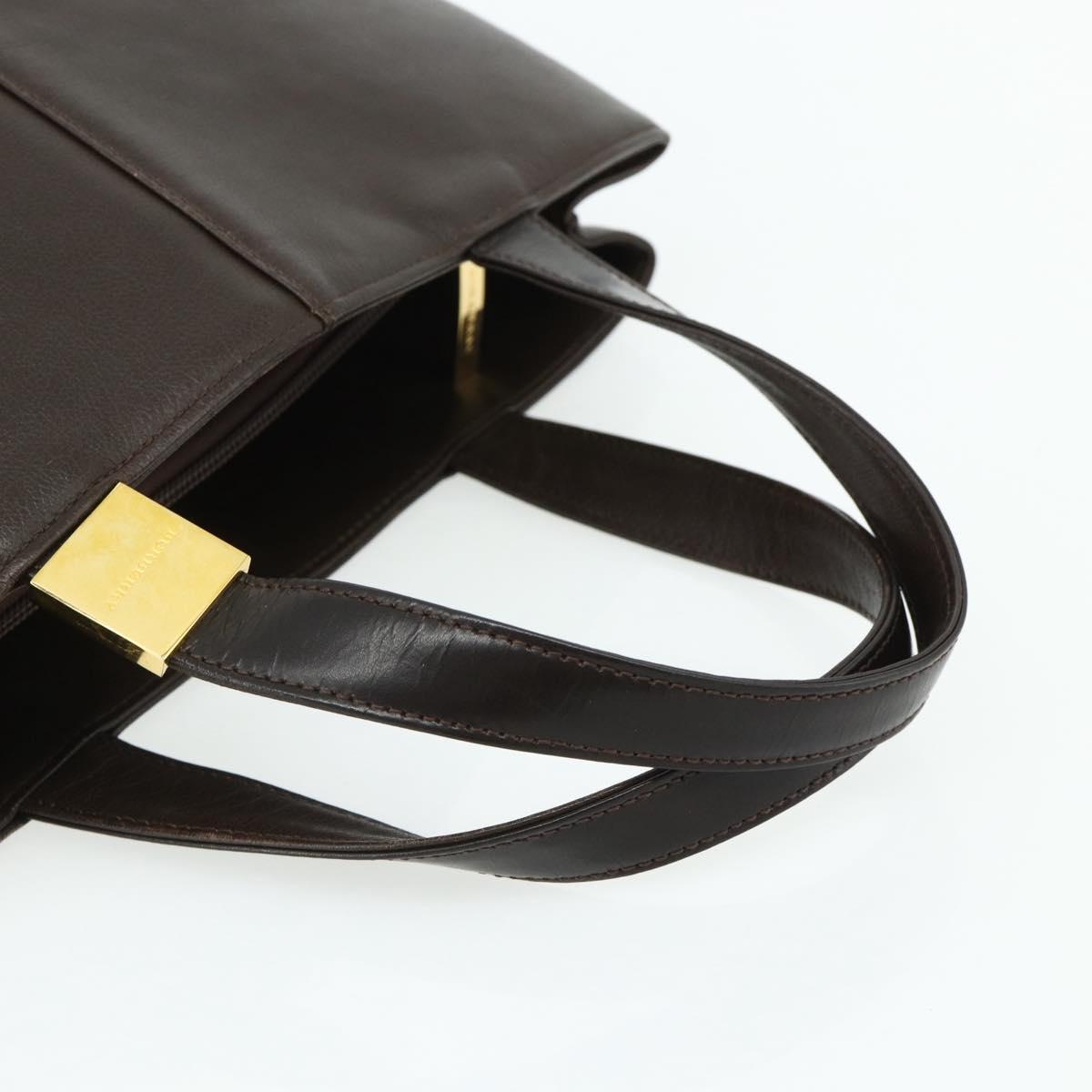 BURBERRY Hand Bag Leather Brown Gold Auth 179281A